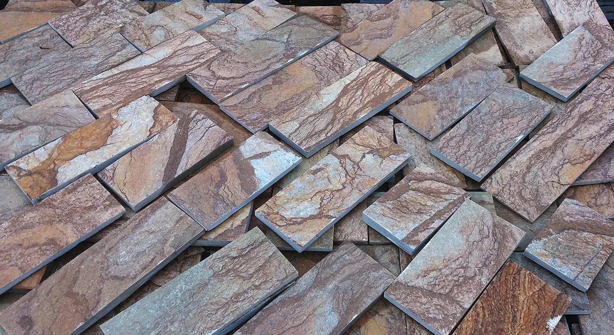 Pllaka drejtkëndore shisti me damarë bakri dhe gri-argjend